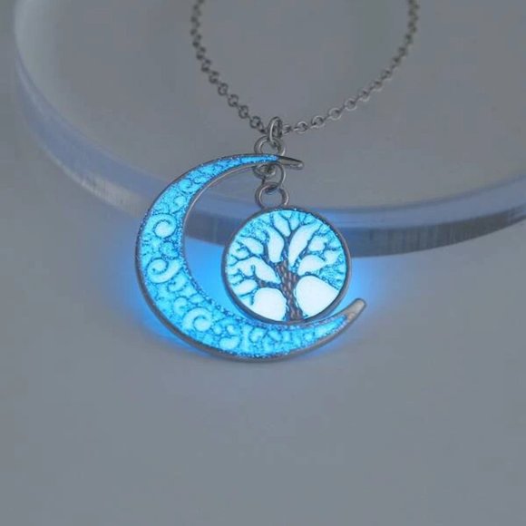 Jewelry - Silver Moon Neckalce Glow in the Dark